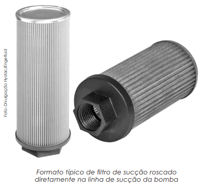 Filtro de sucção protege o sistema hidráulico e, principalmente, a bomba de grandes partículas sólidas 
